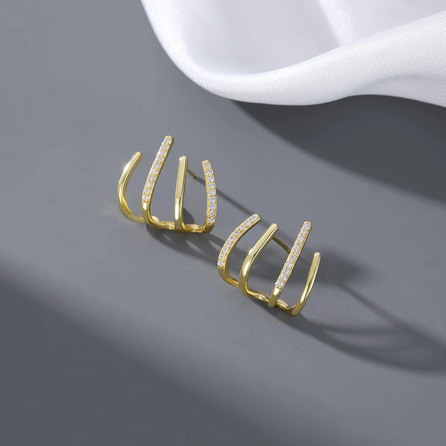 SLUYNZ Solid 925 Sterling Silver Claw Earrings Huggie for Wome Half Hoop Earrings Cuff Earrings Wrap