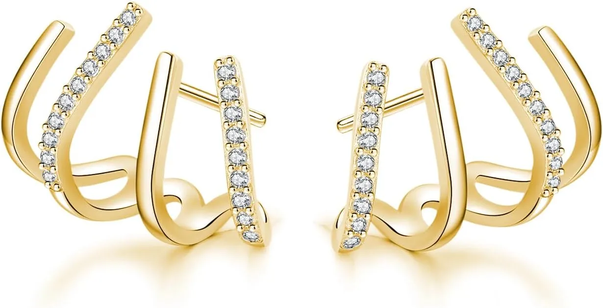 SLUYNZ Solid 925 Sterling Silver Claw Earrings Huggie for Wome Half Hoop Earrings Cuff Earrings Wrap