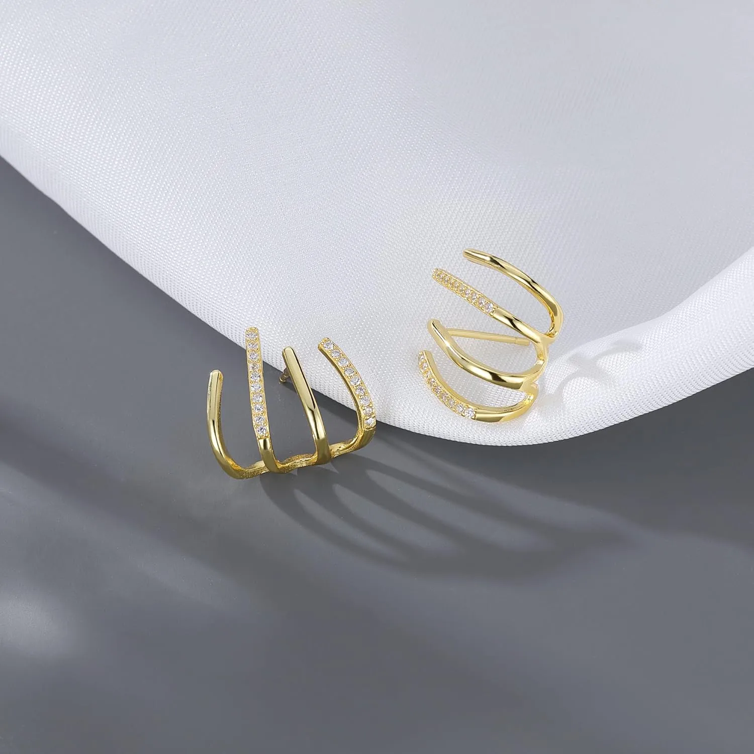 SLUYNZ Solid 925 Sterling Silver Claw Earrings Huggie for Wome Half Hoop Earrings Cuff Earrings Wrap