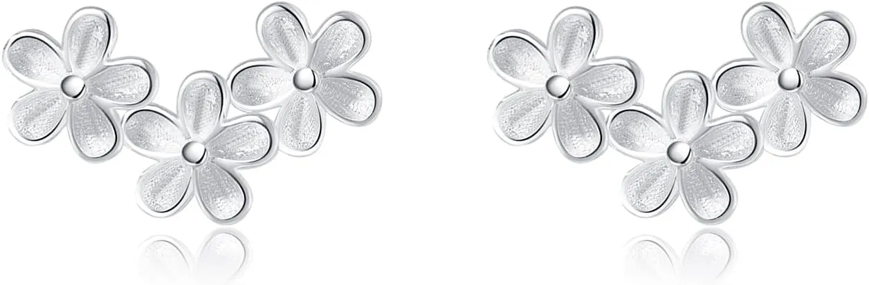 SLUYNZ Solid 925 Sterling Silver Flower Earrings Stud for Women Teens Small Floral Stud Earrings