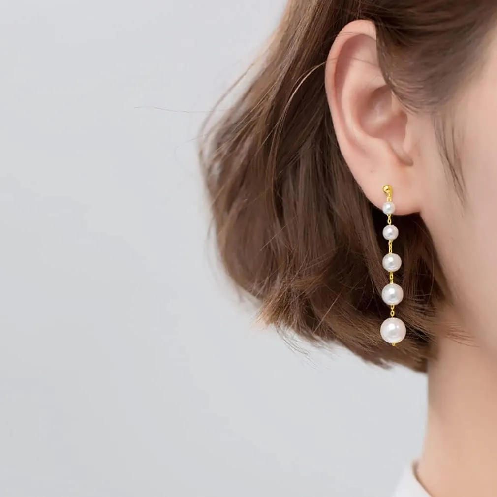 SLUYNZ Sterling Silver Pearl Earrings Dangle for Women Teens Wedding Pearl Drop Earrings for Brides