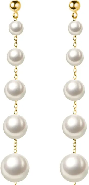 SLUYNZ Sterling Silver Pearl Earrings Dangle for Women Teens Wedding Pearl Drop Earrings for Brides