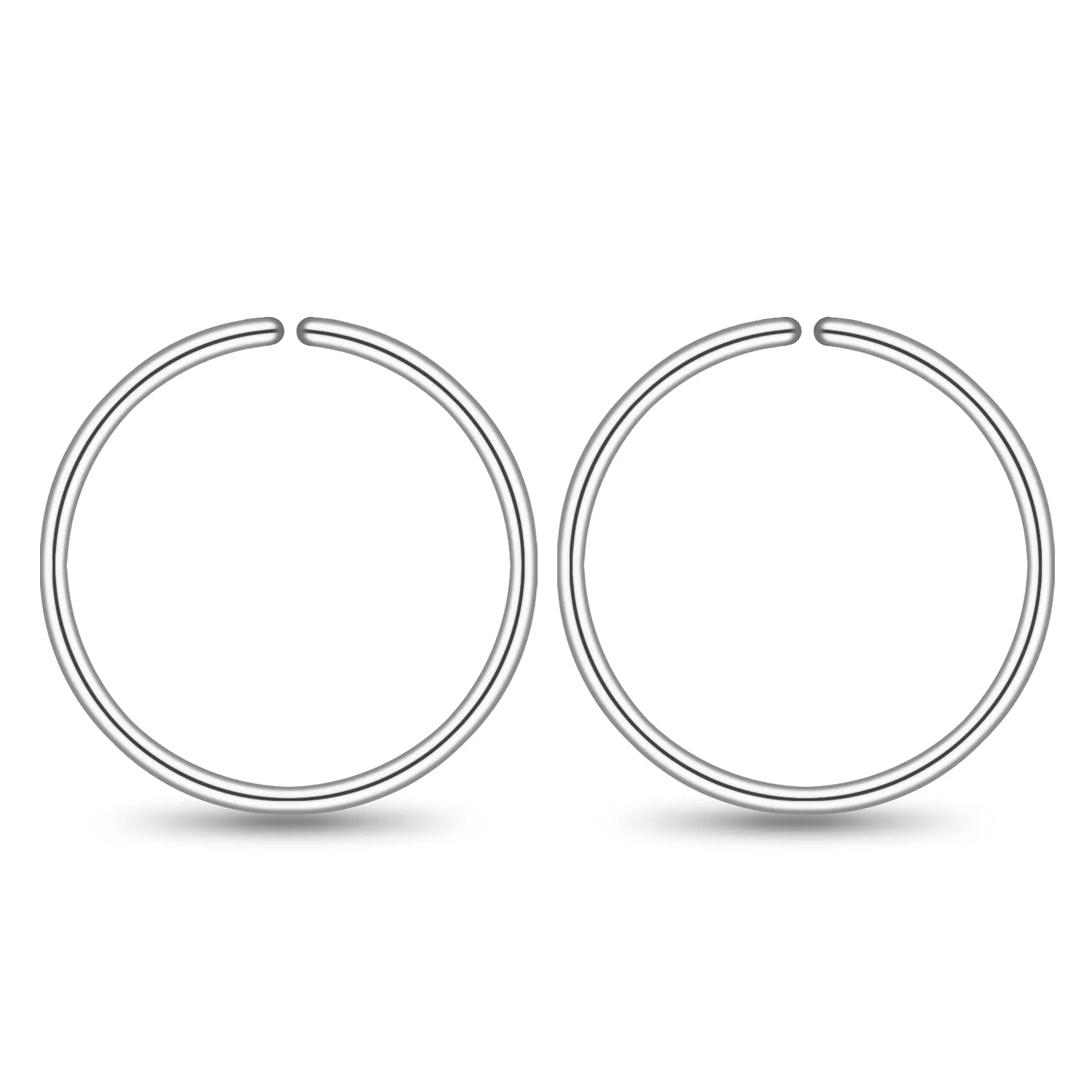 Small Gold Sterling Silver Huggie Hoop Earrings for Women Cartilage Nose Helix Tragus (Silver, 8mm 24 gauge / 1 pair)