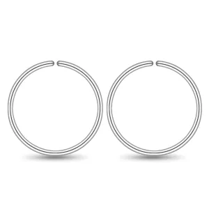 Small Gold Sterling Silver Huggie Hoop Earrings for Women Cartilage Nose Helix Tragus (Silver, 8mm 24 gauge / 1 pair)