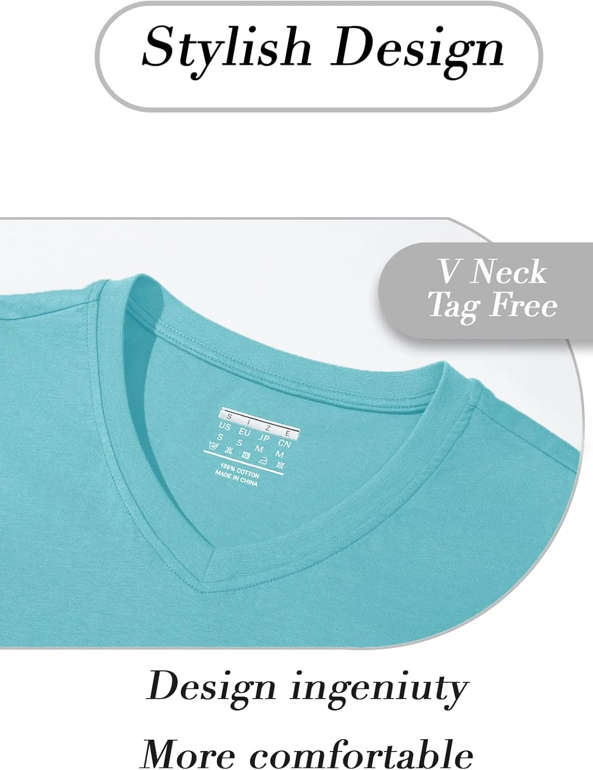SMENG Women's Cotton V Neck T-Shirt Short Sleeve Solid Color Tee Casual Fit Tee Breathable Summer Fashion Tops