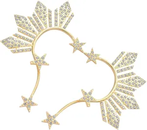SOIMISS Star Earring Cuffs Non Piercing Earrings for Women Star Chain Ear Cuffs for Weddings and Parties