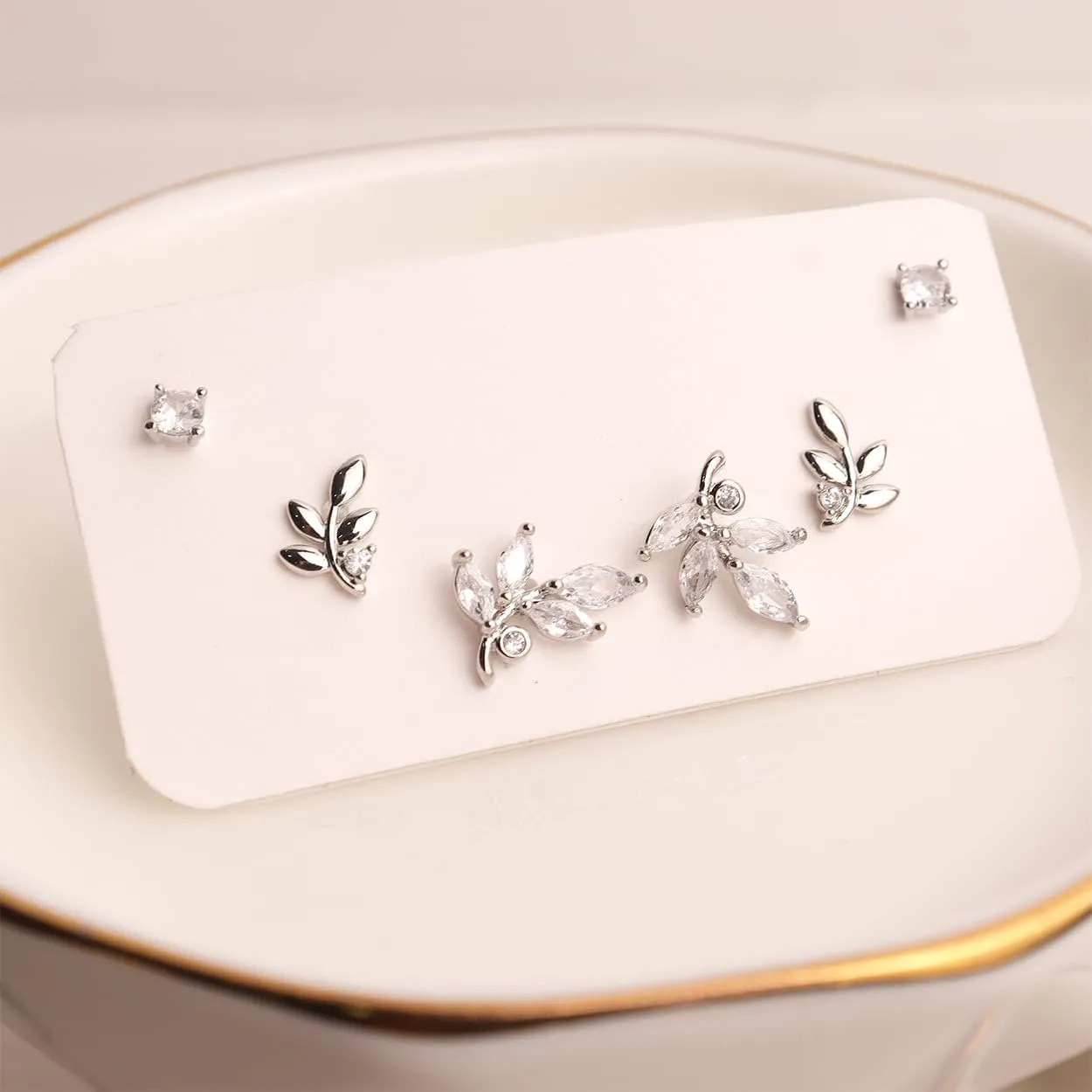 Sonateomber 3 Pairs Tiny Cute Studs Set for Women, 925 Sterling Silver Love Prom Jewelry Gift