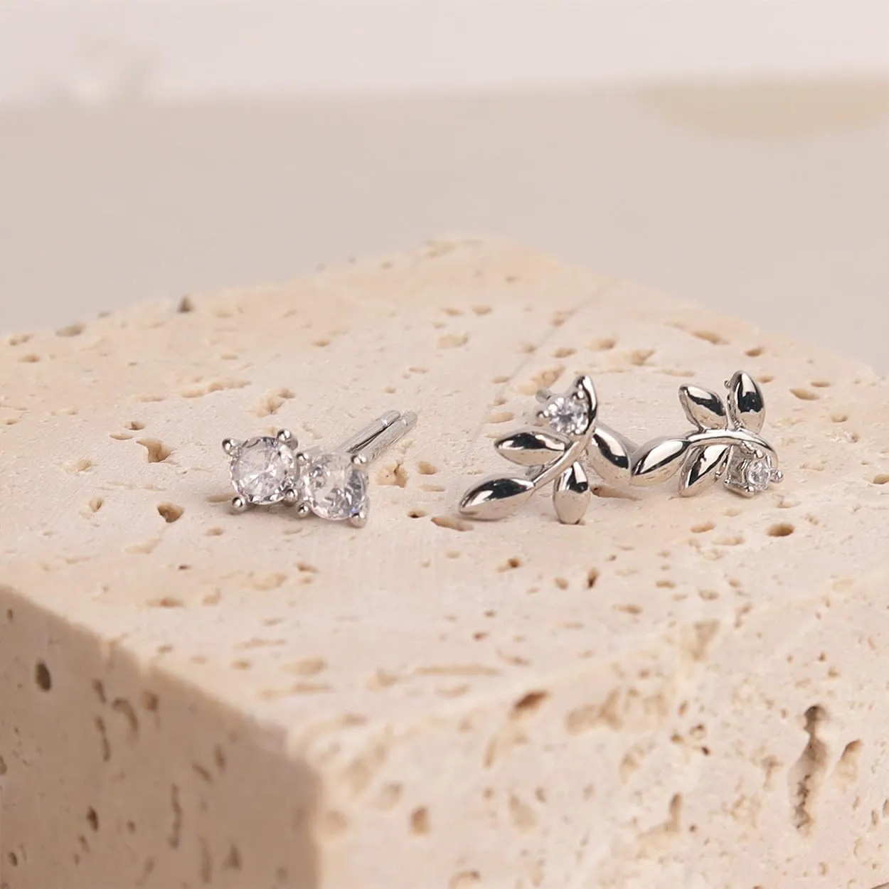 Sonateomber 3 Pairs Tiny Cute Studs Set for Women, 925 Sterling Silver Love Prom Jewelry Gift