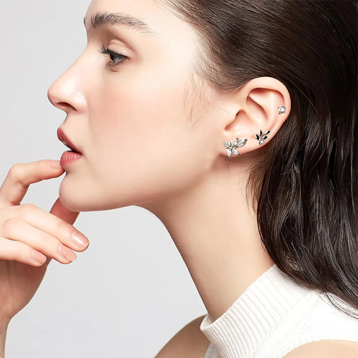 Sonateomber 3 Pairs Tiny Cute Studs Set for Women, 925 Sterling Silver Love Prom Jewelry Gift