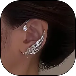 Sparkling Rhinestone Angel Ear Cuffs Earrings for Women Glitter Wings Non-Piercing Fake Earrings Crawler Climber Earrings Ear Wrap Jewelry for Her