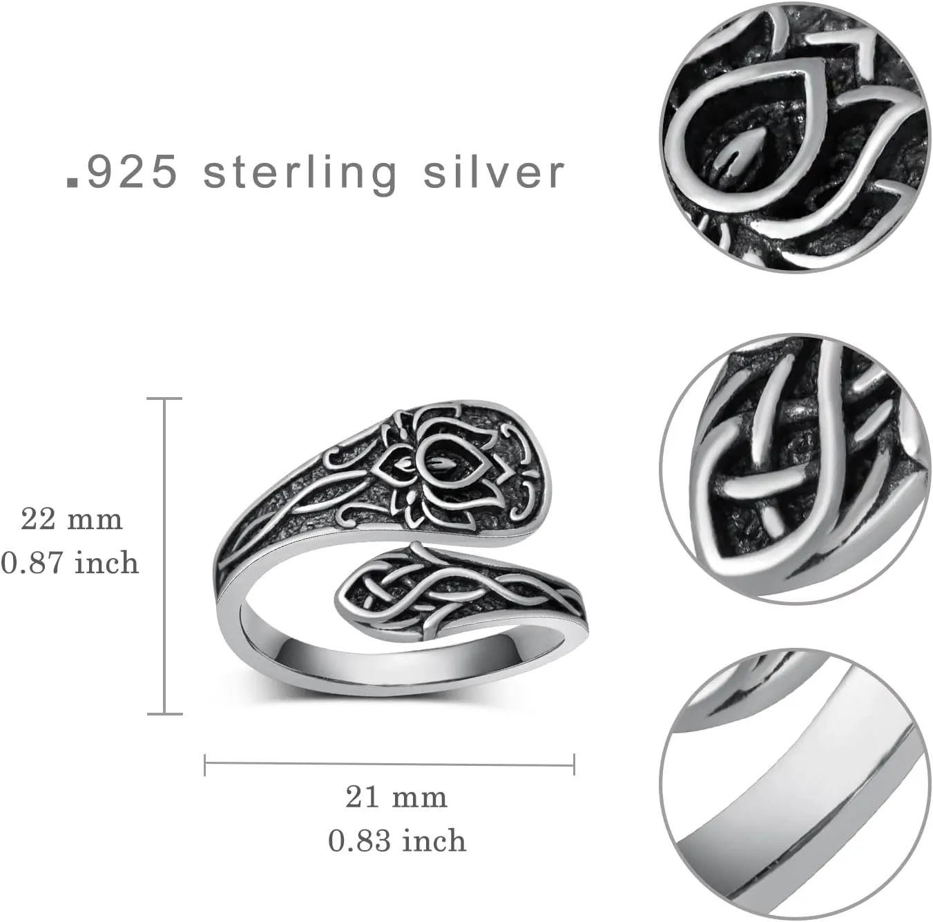 Spoon Rings for Women 925 Sterling Silver Spoon Rings Vintage Thumb Rings Jewelry Gifts for Women Men