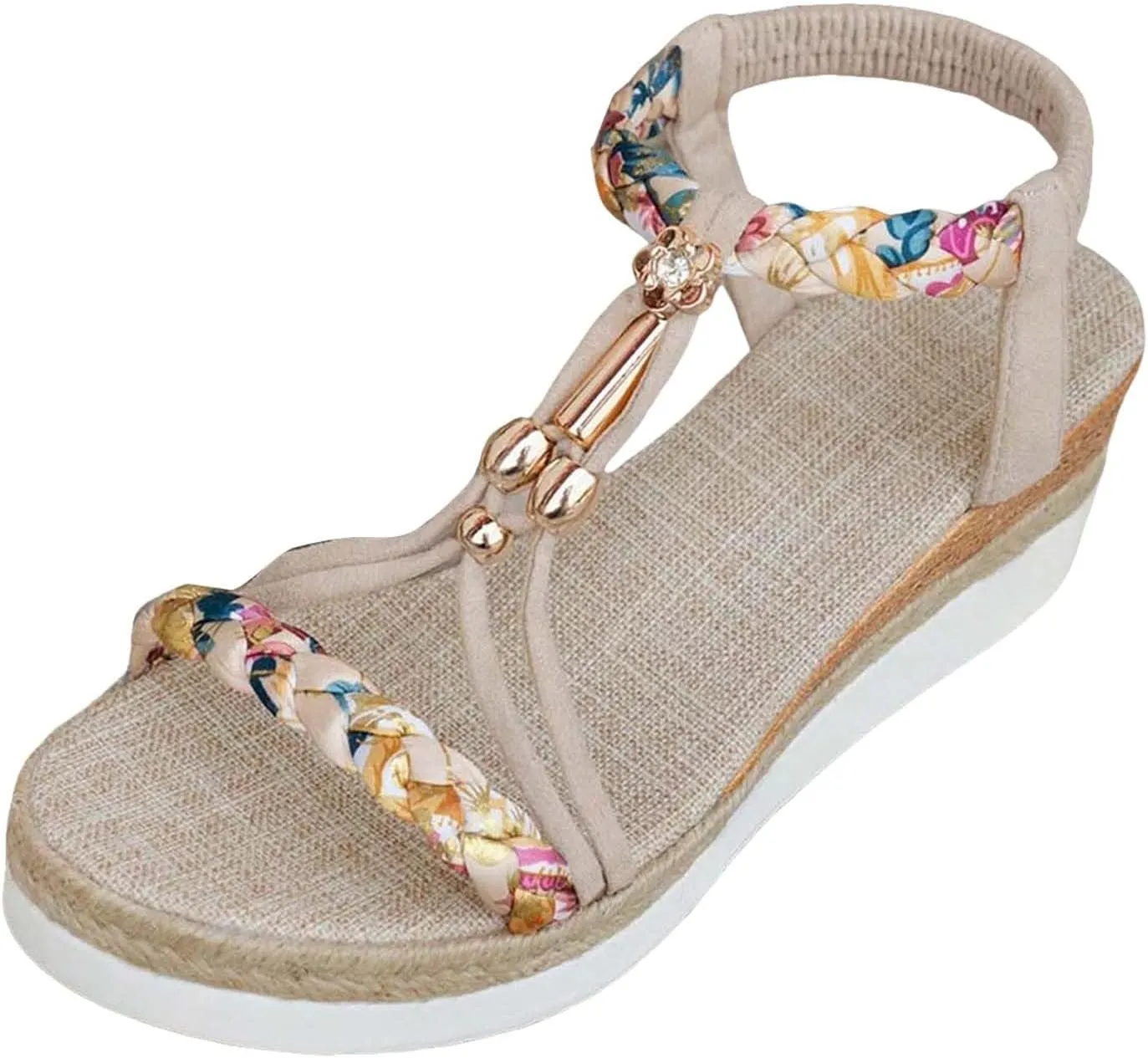 Spring And Summer Fashion Wedge Heel Thick Soled Shoes Heightening Women's Elastic Band Hollow Women's Shoes