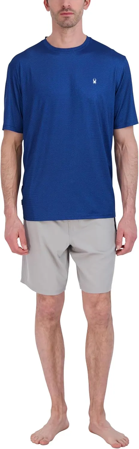 Spyder Men's Short Sleeve Rashguard ?C UPF , Quick-Dry, Swim Shirt, Surfing, Hiking, Workout