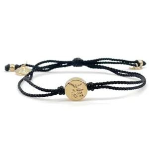 St Michael Archangel Coin Medal on Adjustable Red Cord Wrist Adjustable Bracelet (Black)