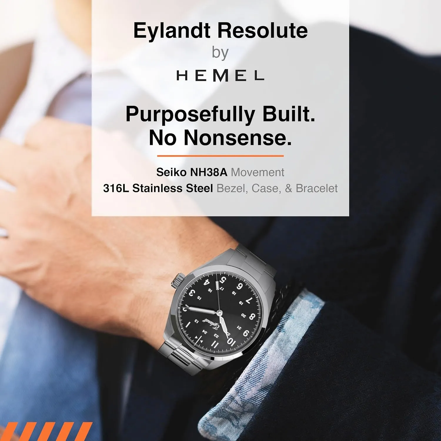 Stainless Steel Business Dress Watch - 40mm Silver with 200M Water Resistance, BGW9 Lume Dial, Auto & Manual Winding - Classic Gift for Dads - Eylandt