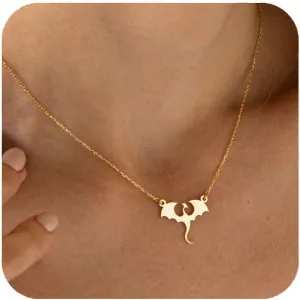 Stainless Steel Dragon Necklace for Women Men, Minimalist Cool Dragon Pendant Necklace Gift
