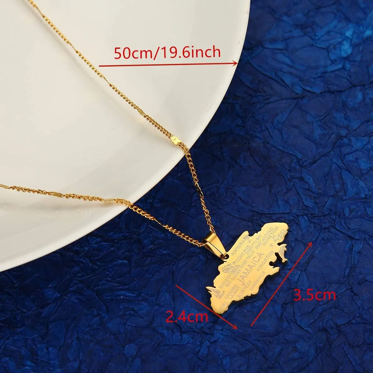 Stainless Steel Jamaica Map Pendant Necklaces Jamaican Charm Jewelry Gifts