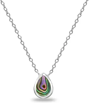 Sterling Silver Polished Inlay Teardrop Minimalist Dainty Necklace for Women, Choice of 3