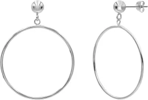 Sterling Silver Polished Open Round Drop Hoop Earrings 5mm Bead Post Dangle Earrings for Women