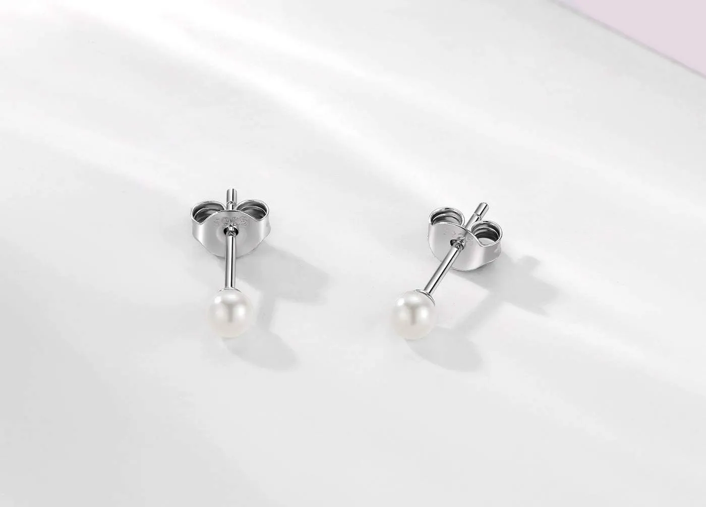 Sterling Silver Stud Earrings for Women- 2 Pairs 3mm Tiny Ball Stud Earrings Round CZ Cubic Zirconia Earrings Pearl Earrings Set Cartilage Small Tragus Earrings Nose Lip Rings