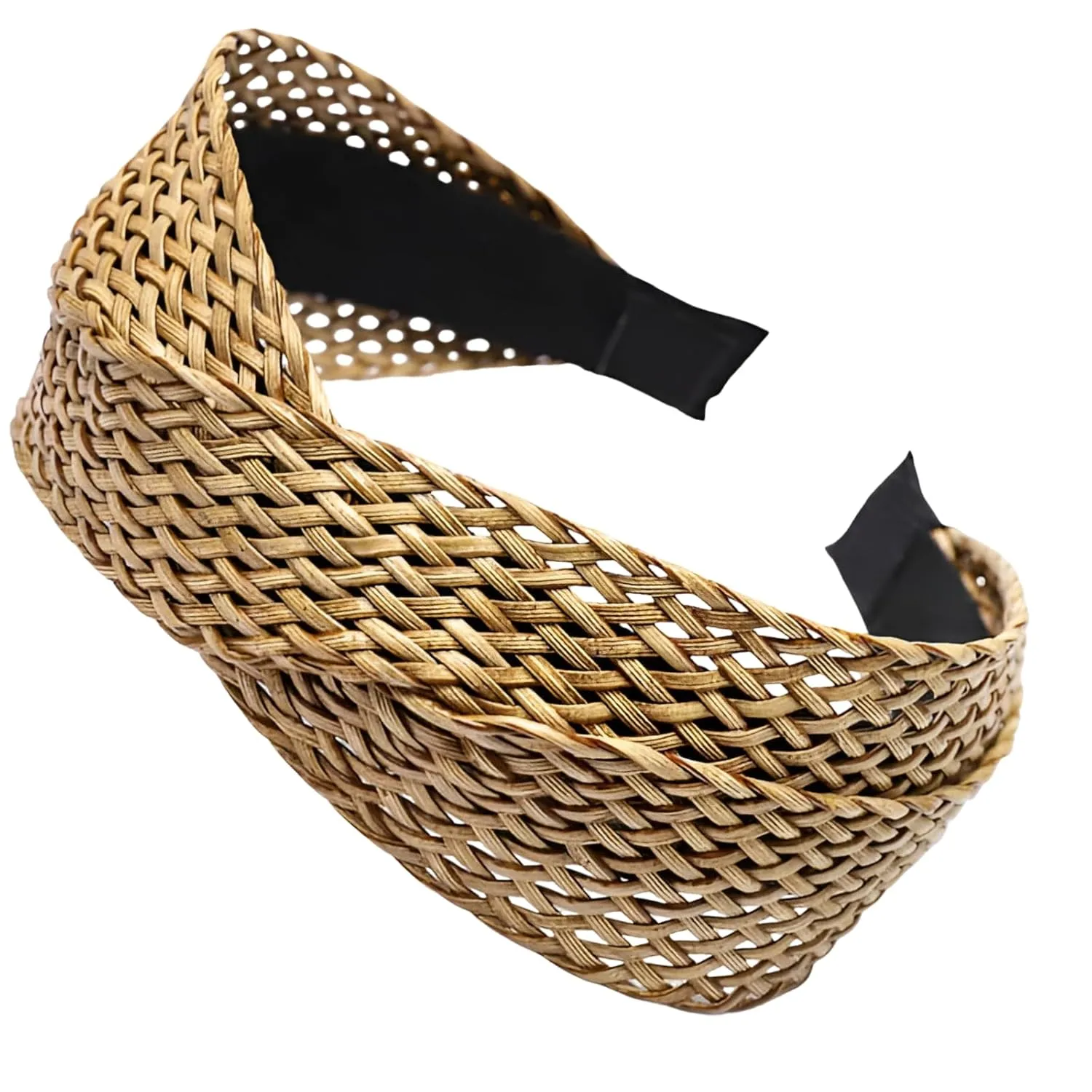 Straw Headband for Women  Boho Knotted Rattan Hairband, Wide Non-Slip Summer Beach Hair Accessory, Lightweight Woven Design for Vacation & Everyday Wear