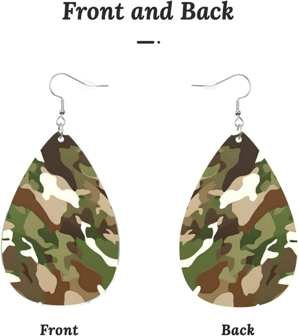 Stylish Drop-Shaped Acrylic Earrings Lightweight Printed Teardrop Dangle Earrings for Women (Abstract Camouflage Print)