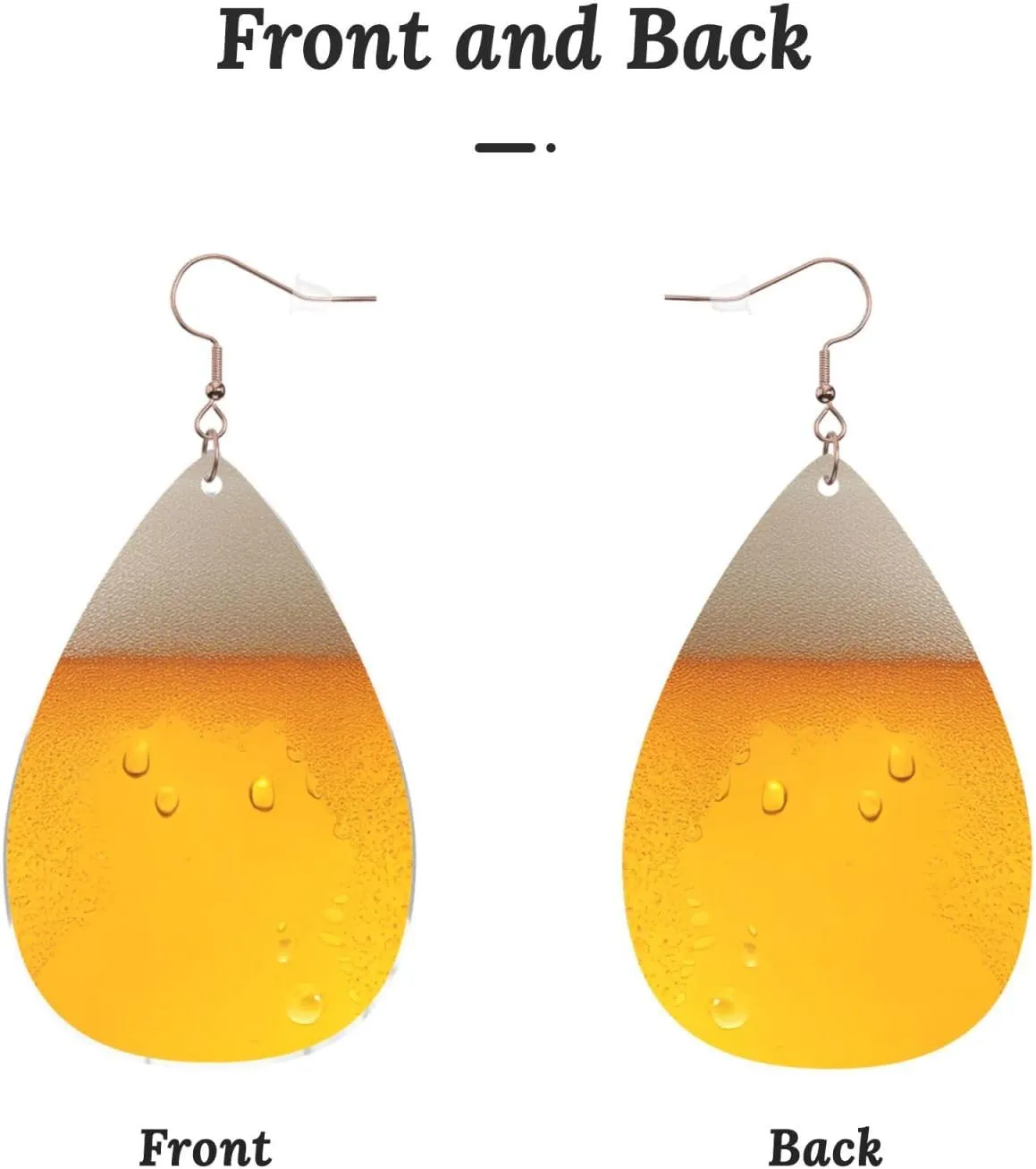 Stylish Drop-Shaped Acrylic Earrings Lightweight Printed Teardrop Dangle Earrings for Women (Beer Foam)