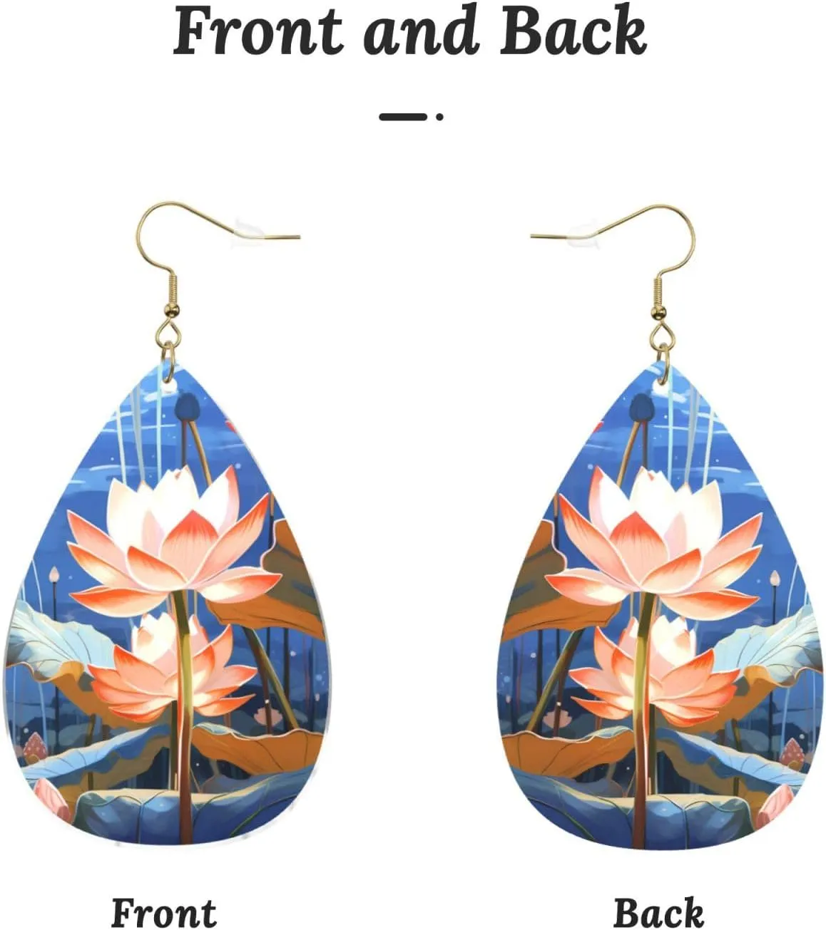 Stylish Drop-Shaped Acrylic Earrings Lightweight Printed Teardrop Dangle Earrings for Women (Botanical Floral)