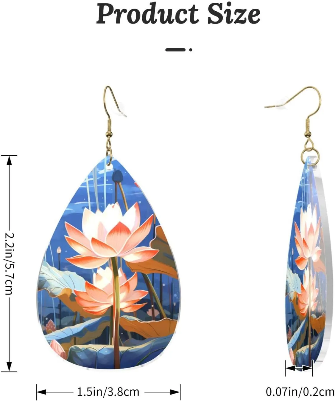 Stylish Drop-Shaped Acrylic Earrings Lightweight Printed Teardrop Dangle Earrings for Women (Botanical Floral)