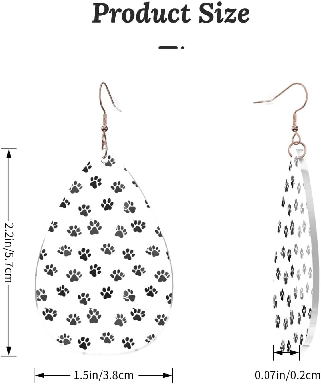 Stylish Drop-Shaped Acrylic Earrings Lightweight Printed Teardrop Dangle Earrings for Women (Dog Pattern Print)