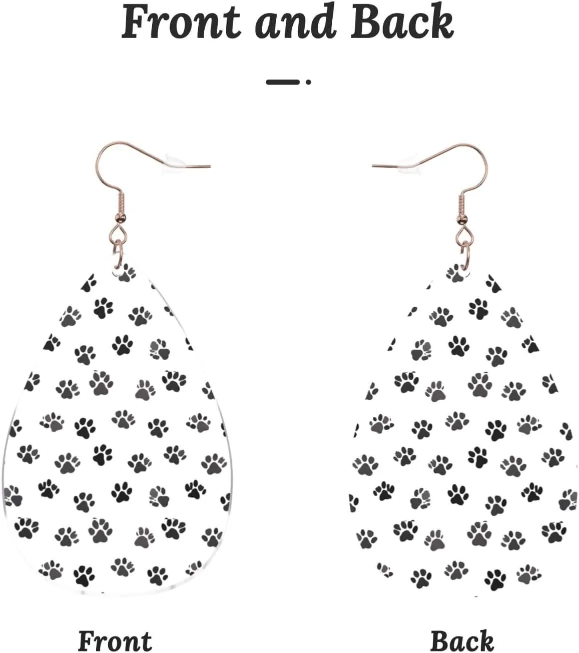 Stylish Drop-Shaped Acrylic Earrings Lightweight Printed Teardrop Dangle Earrings for Women (Dog Pattern Print)