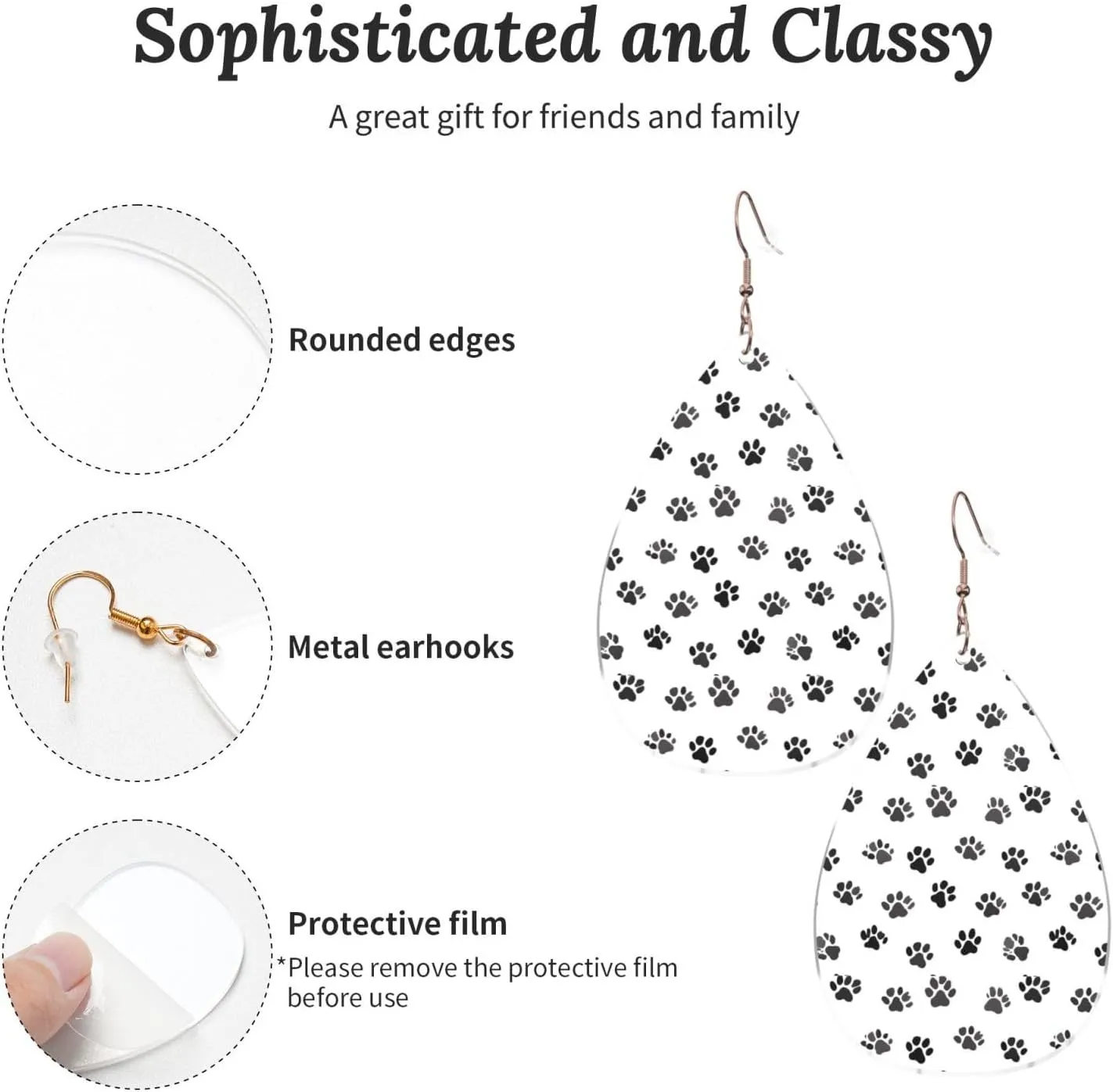 Stylish Drop-Shaped Acrylic Earrings Lightweight Printed Teardrop Dangle Earrings for Women (Dog Pattern Print)
