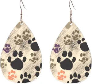 Stylish Drop-Shaped Acrylic Earrings Lightweight Printed Teardrop Dangle Earrings for Women (Dog Print)