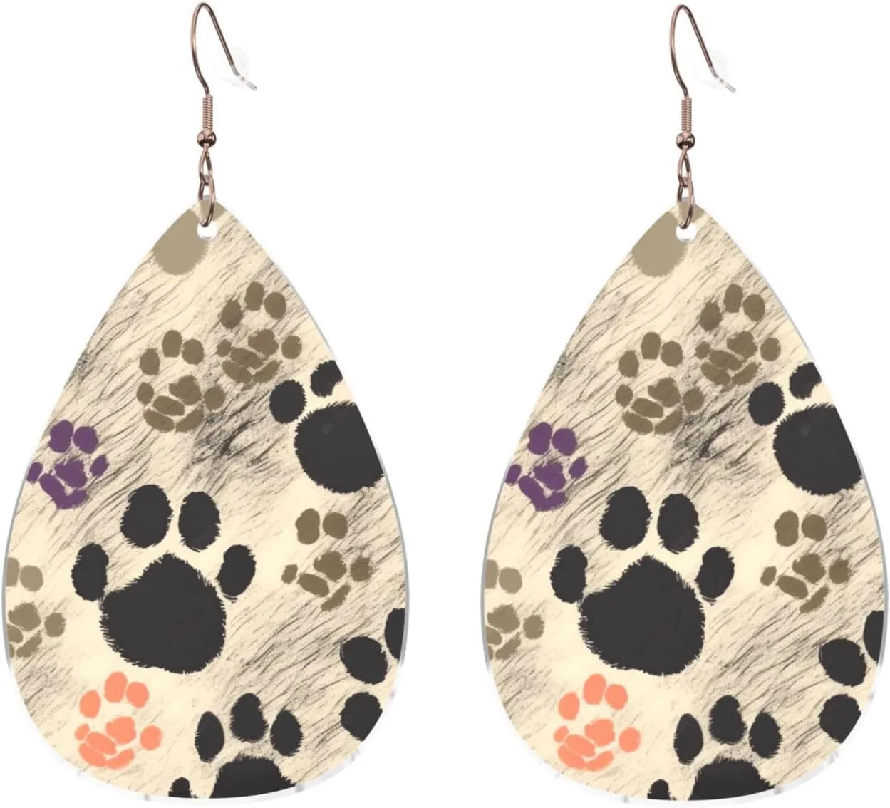 Stylish Drop-Shaped Acrylic Earrings Lightweight Printed Teardrop Dangle Earrings for Women (Dog Print)