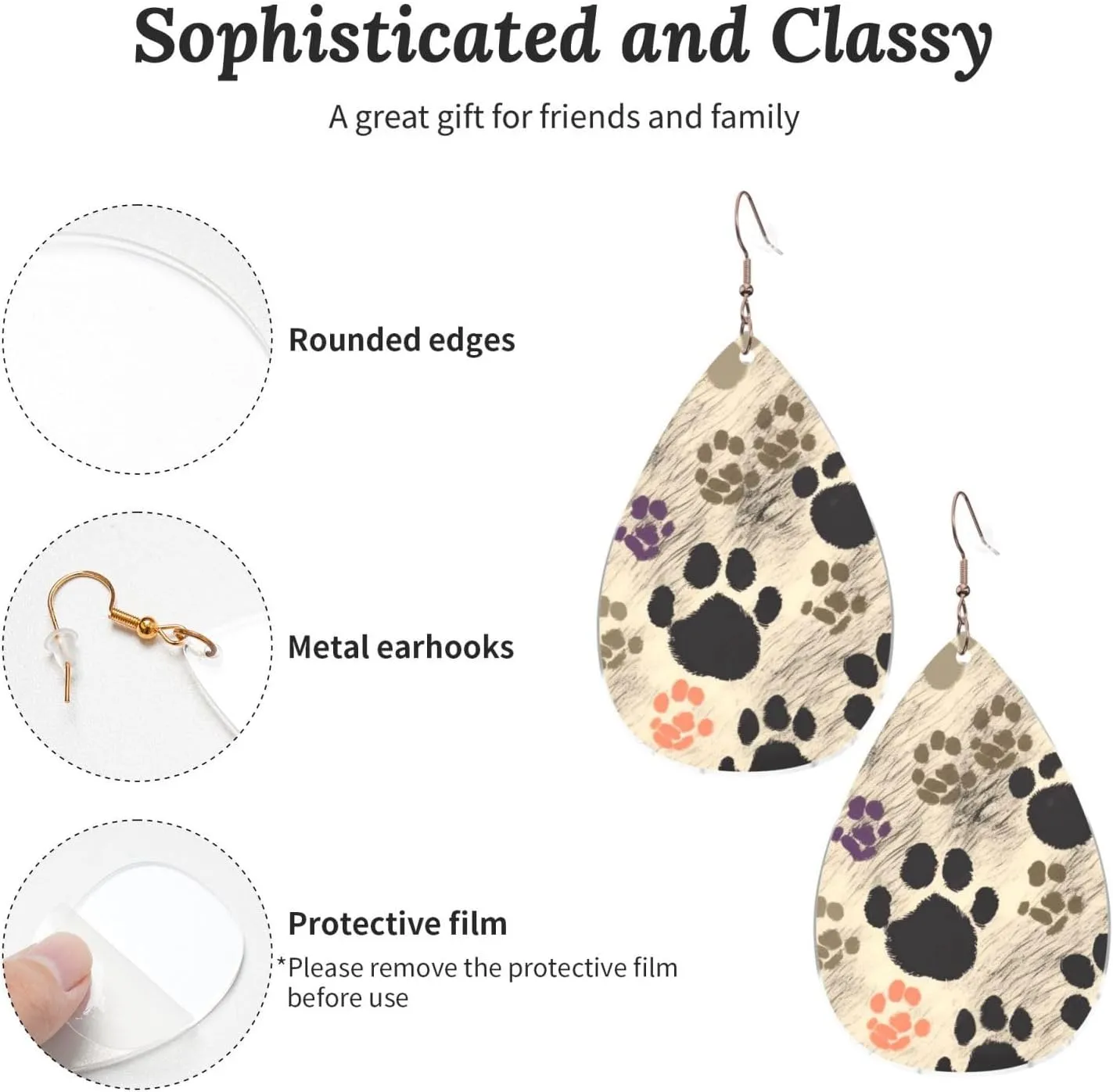 Stylish Drop-Shaped Acrylic Earrings Lightweight Printed Teardrop Dangle Earrings for Women (Dog Print)