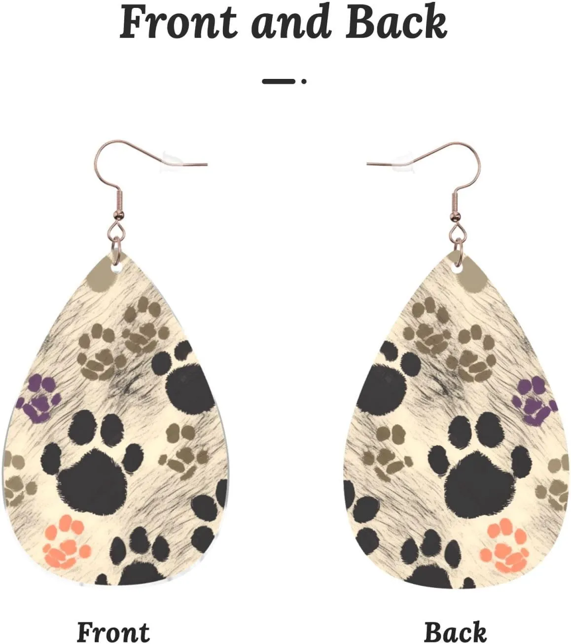 Stylish Drop-Shaped Acrylic Earrings Lightweight Printed Teardrop Dangle Earrings for Women (Dog Print)