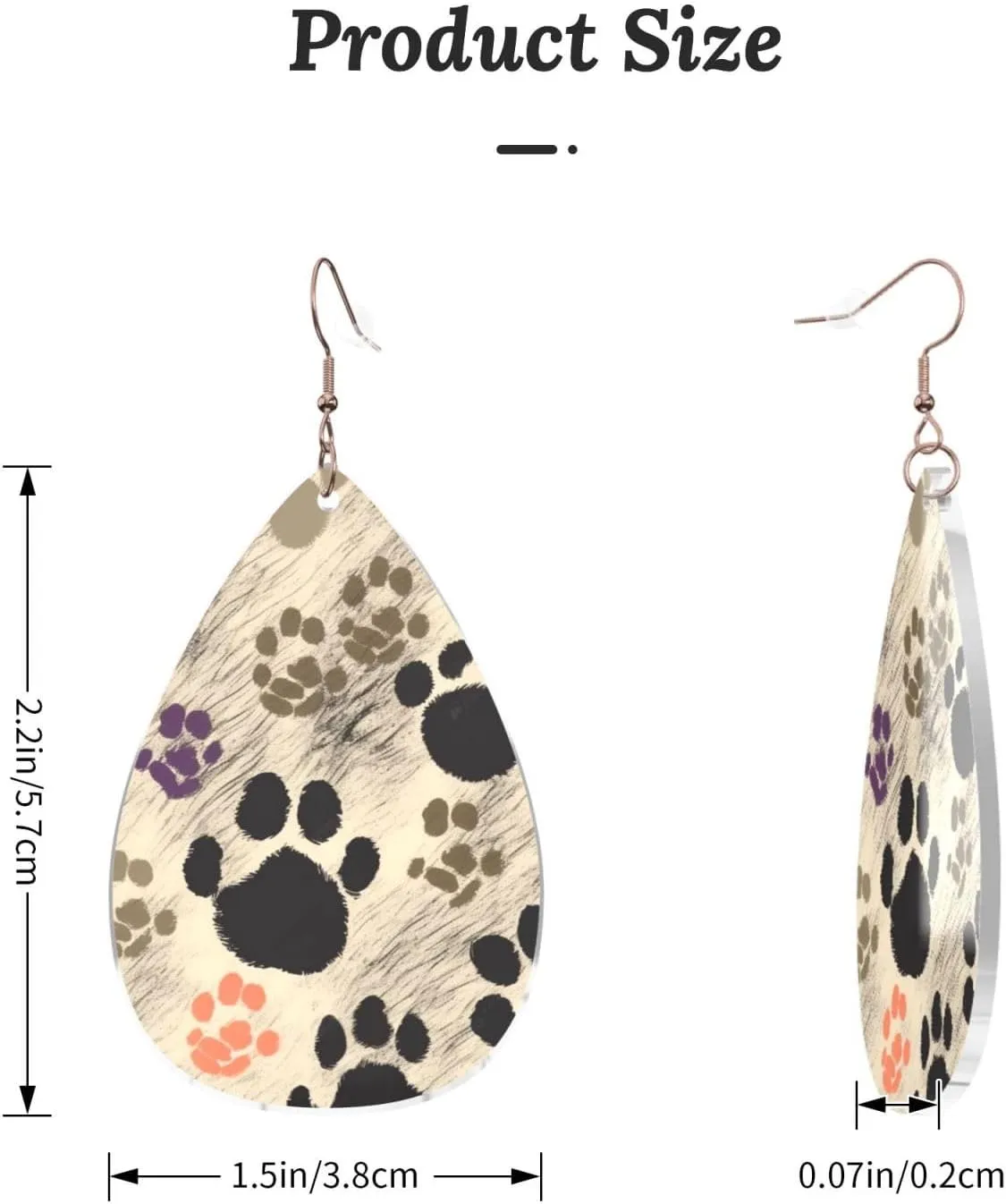 Stylish Drop-Shaped Acrylic Earrings Lightweight Printed Teardrop Dangle Earrings for Women (Dog Print)