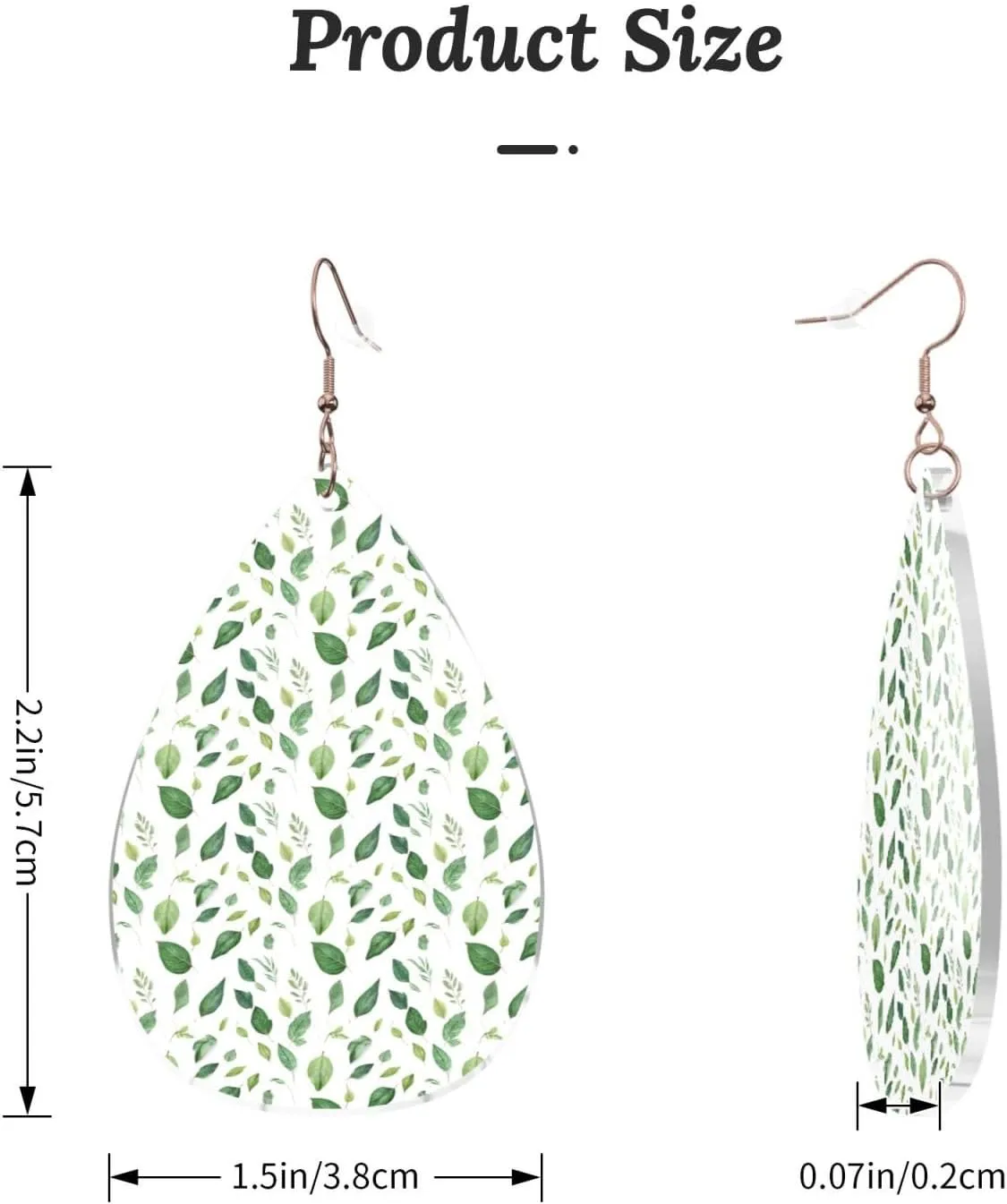 Stylish Drop-Shaped Acrylic Earrings Lightweight Printed Teardrop Dangle Earrings for Women (Eucalyptus Leaves)