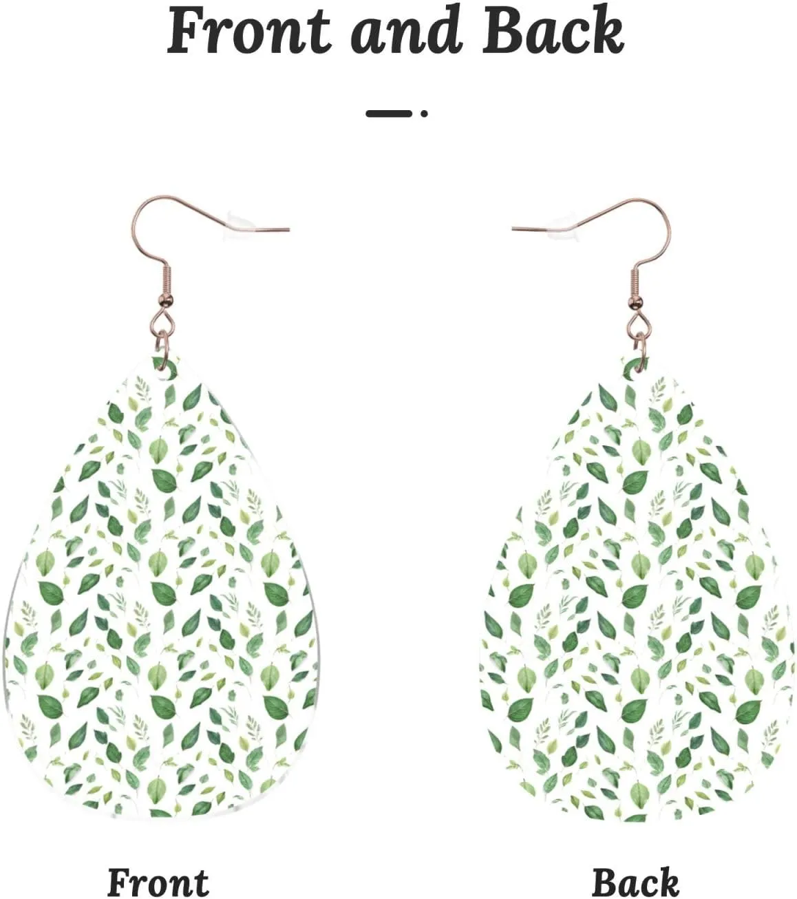 Stylish Drop-Shaped Acrylic Earrings Lightweight Printed Teardrop Dangle Earrings for Women (Eucalyptus Leaves)