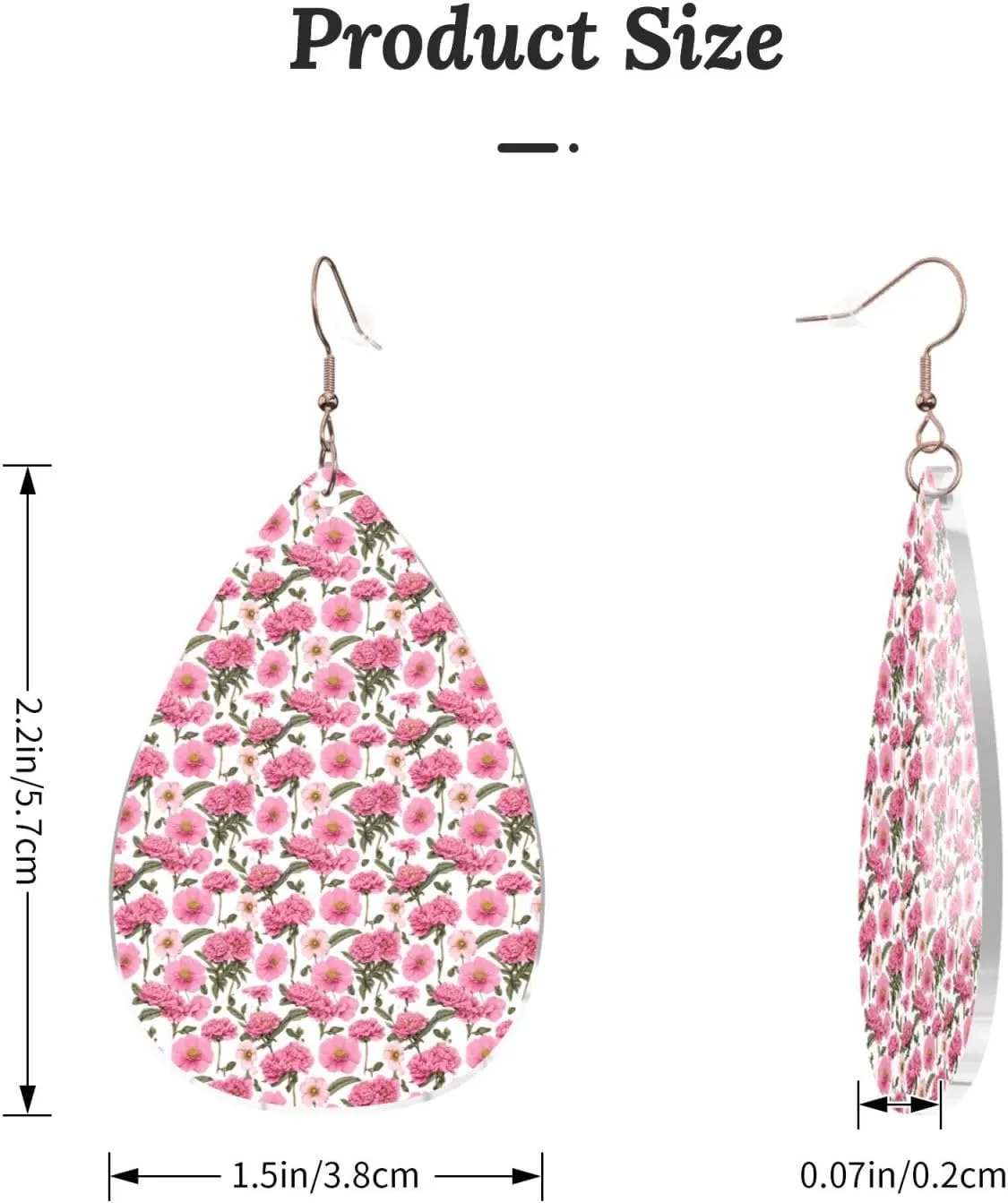 Stylish Drop-Shaped Acrylic Earrings Lightweight Printed Teardrop Dangle Earrings for Women (Garden Peony)