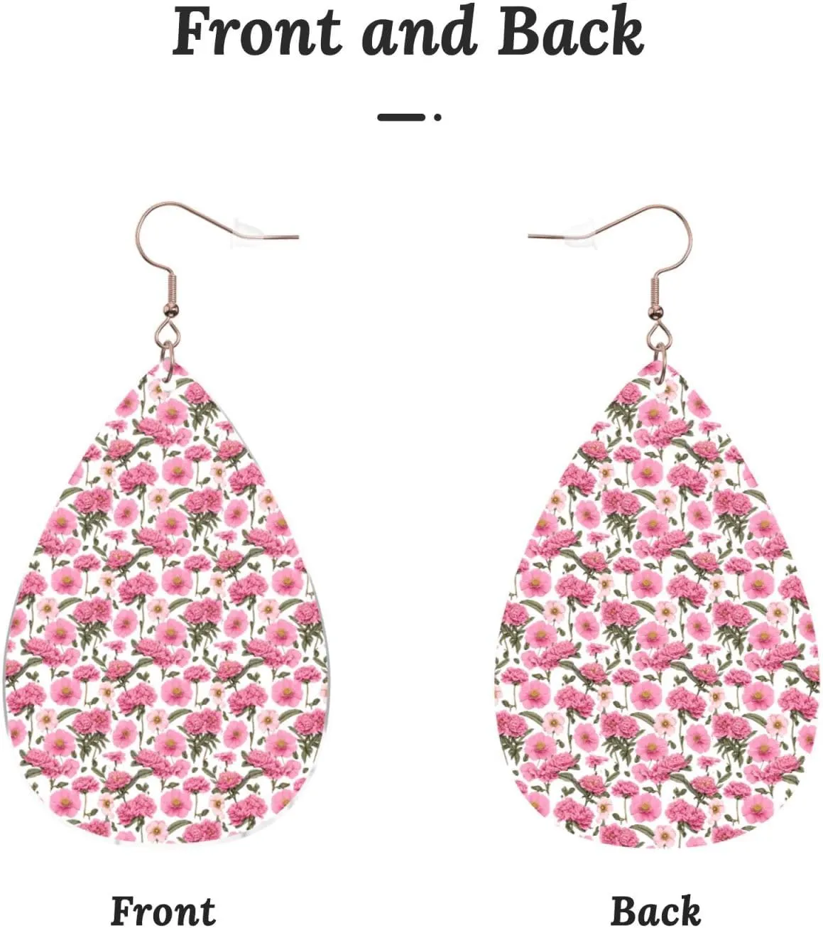 Stylish Drop-Shaped Acrylic Earrings Lightweight Printed Teardrop Dangle Earrings for Women (Garden Peony)