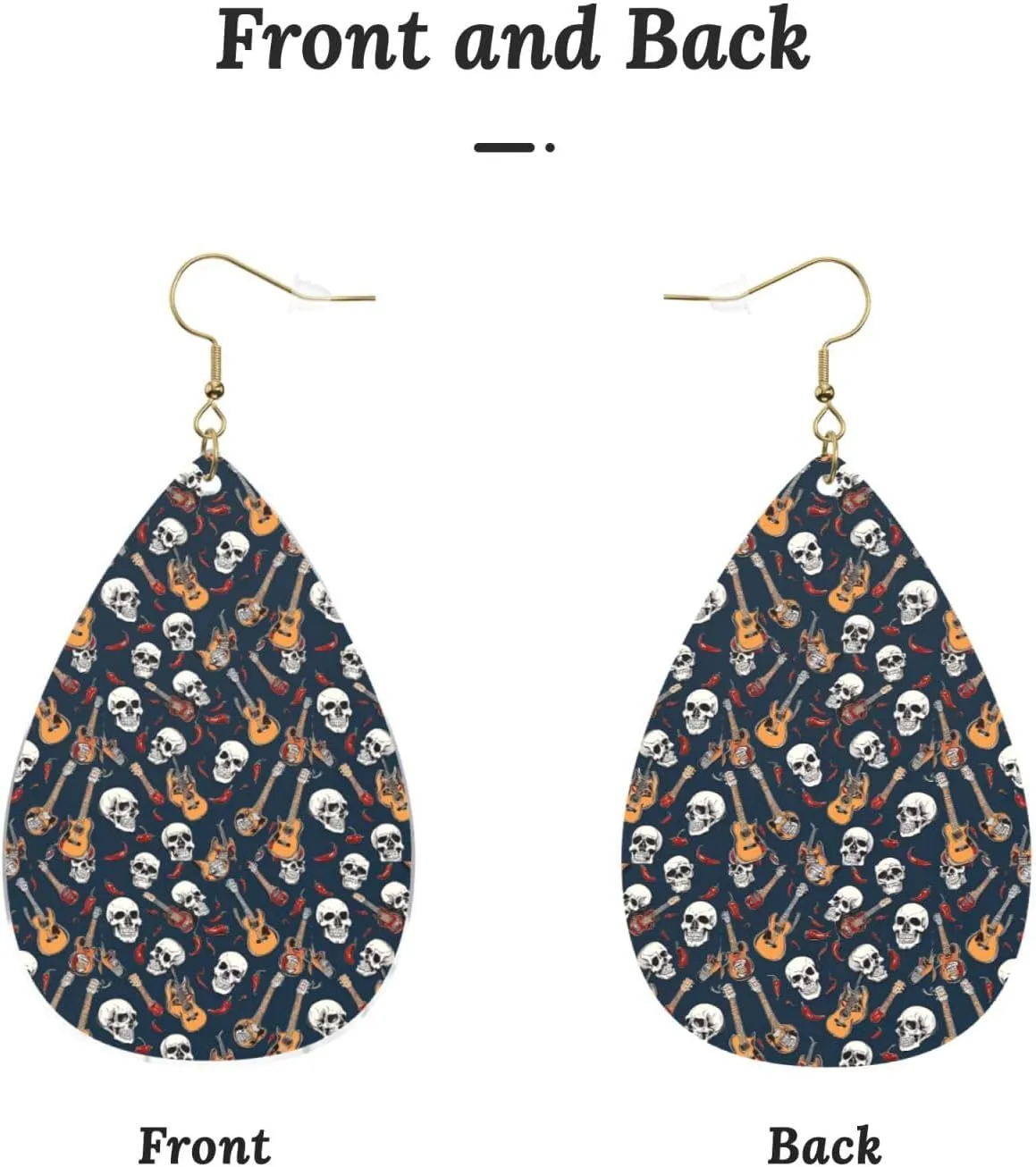 Stylish Drop-Shaped Acrylic Earrings Lightweight Printed Teardrop Dangle Earrings for Women (Mexican Skull)