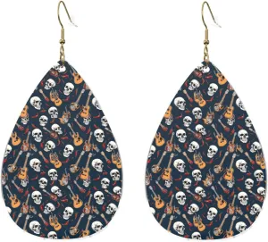 Stylish Drop-Shaped Acrylic Earrings Lightweight Printed Teardrop Dangle Earrings for Women (Mexican Skull)