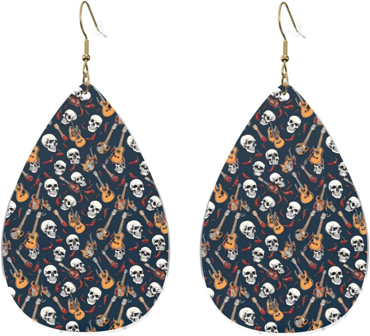Stylish Drop-Shaped Acrylic Earrings Lightweight Printed Teardrop Dangle Earrings for Women (Mexican Skull)