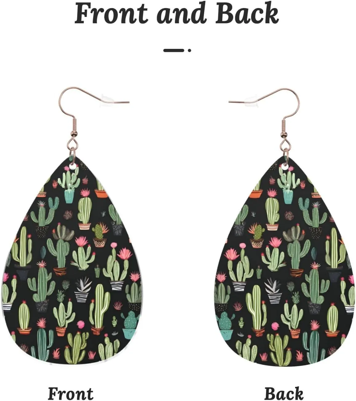 Stylish Drop-Shaped Acrylic Earrings Lightweight Printed Teardrop Dangle Earrings for Women (Plant Print)