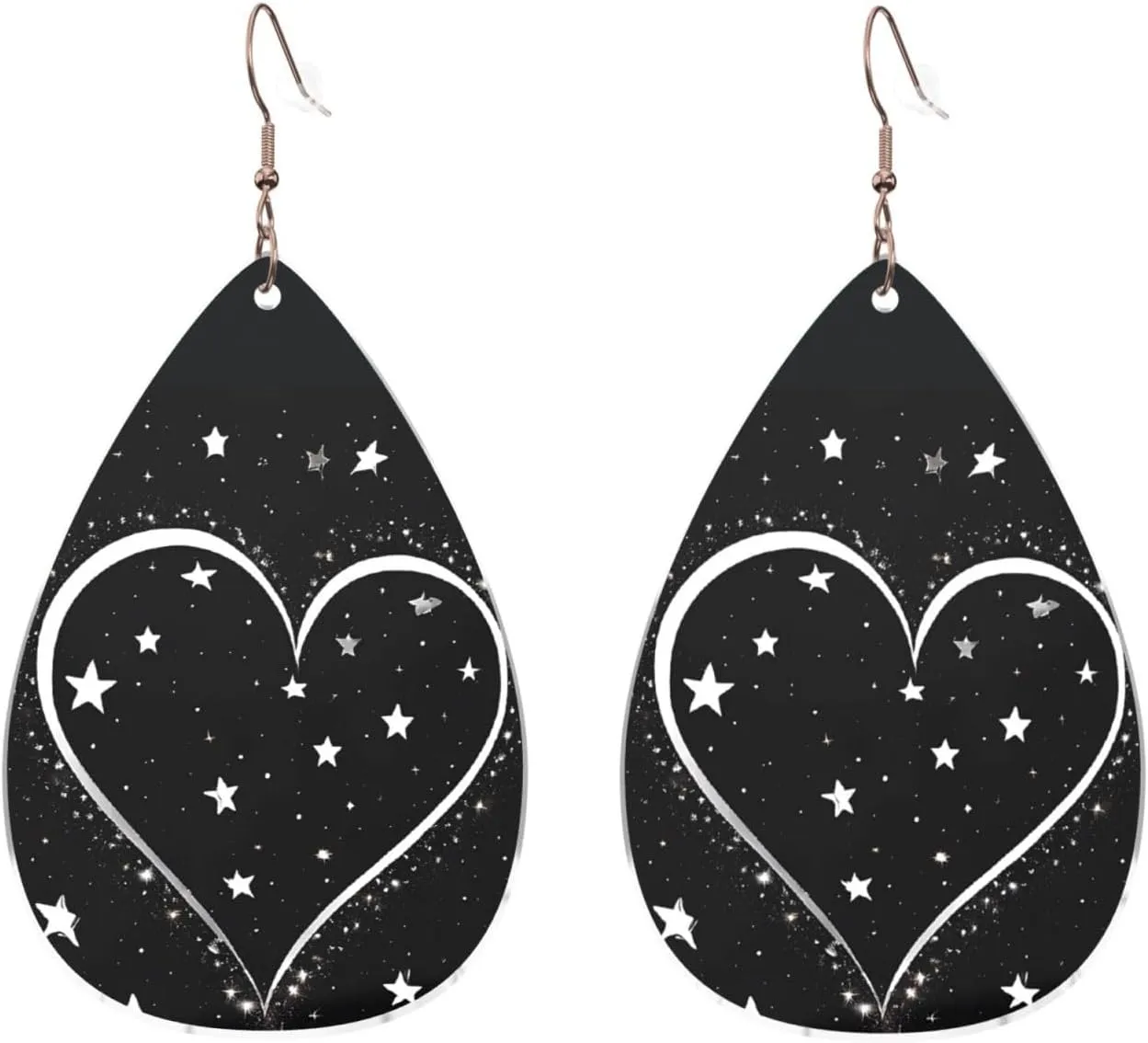 Stylish Drop-Shaped Acrylic Earrings Lightweight Printed Teardrop Dangle Earrings for Women (Shooting Star Heart)