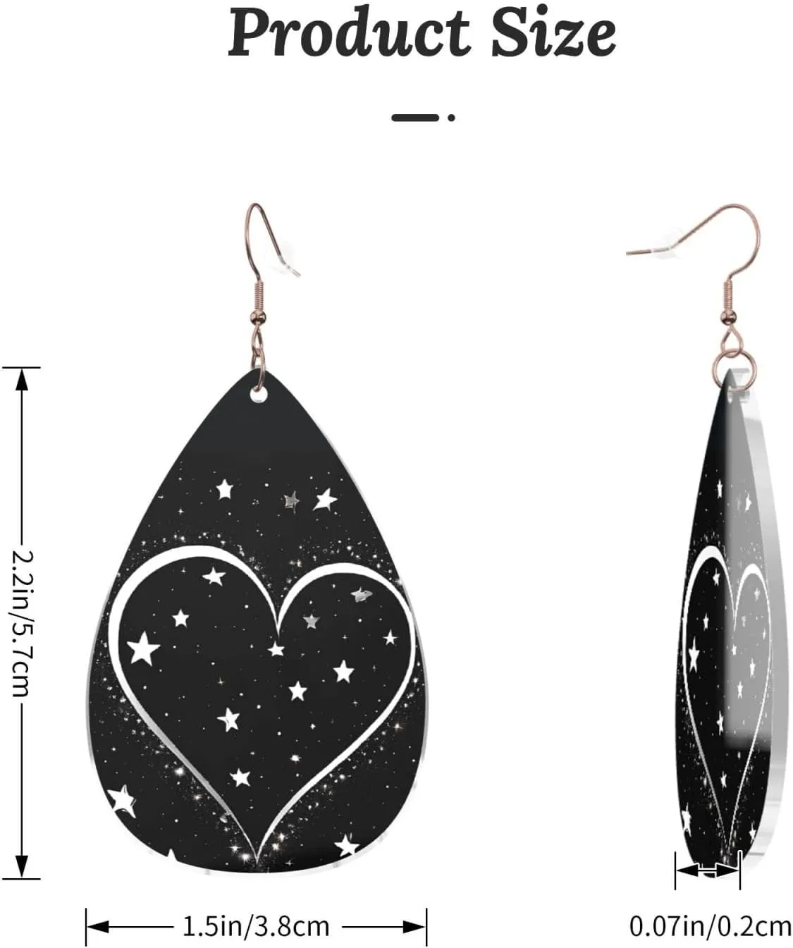 Stylish Drop-Shaped Acrylic Earrings Lightweight Printed Teardrop Dangle Earrings for Women (Shooting Star Heart)