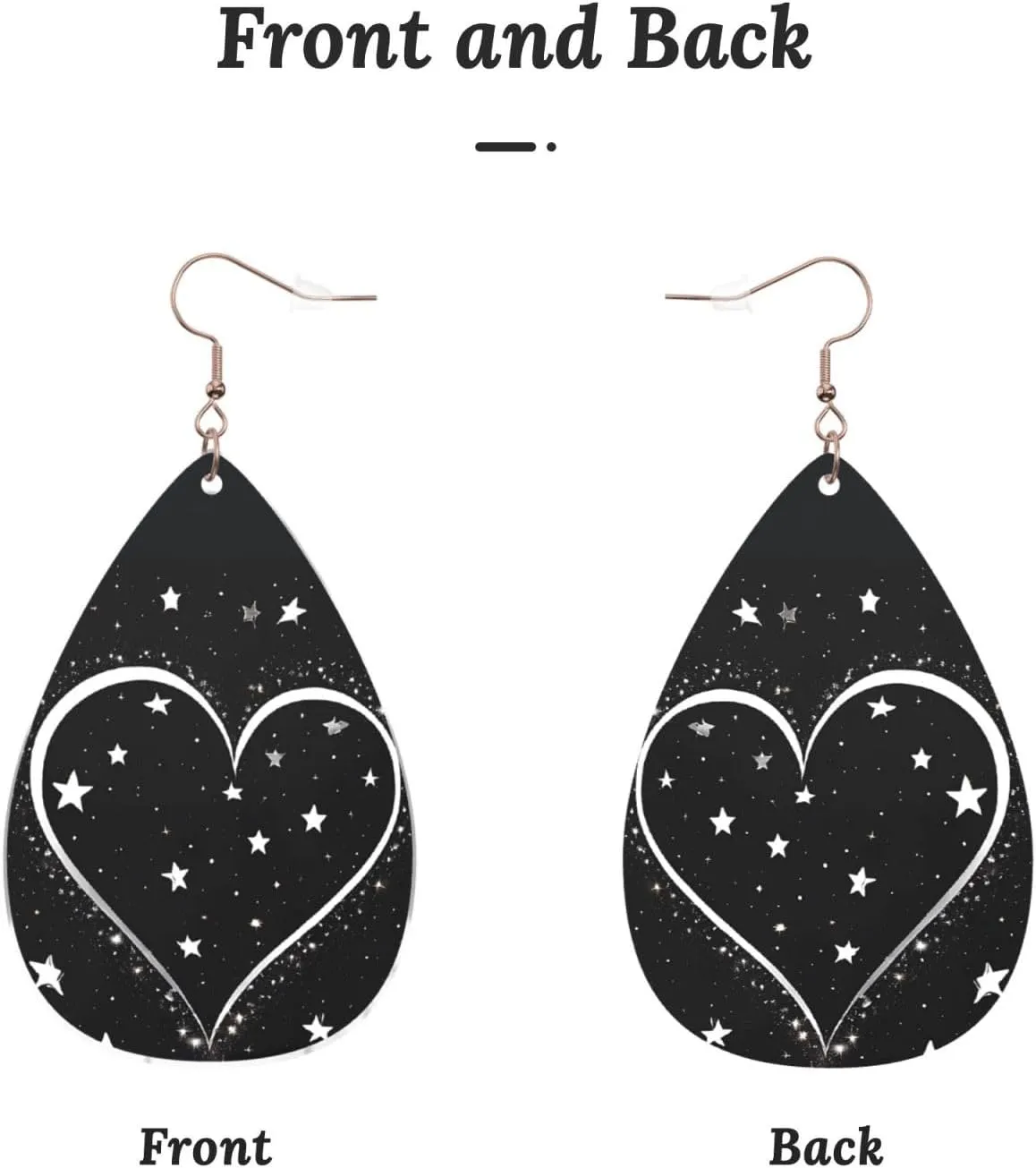 Stylish Drop-Shaped Acrylic Earrings Lightweight Printed Teardrop Dangle Earrings for Women (Shooting Star Heart)