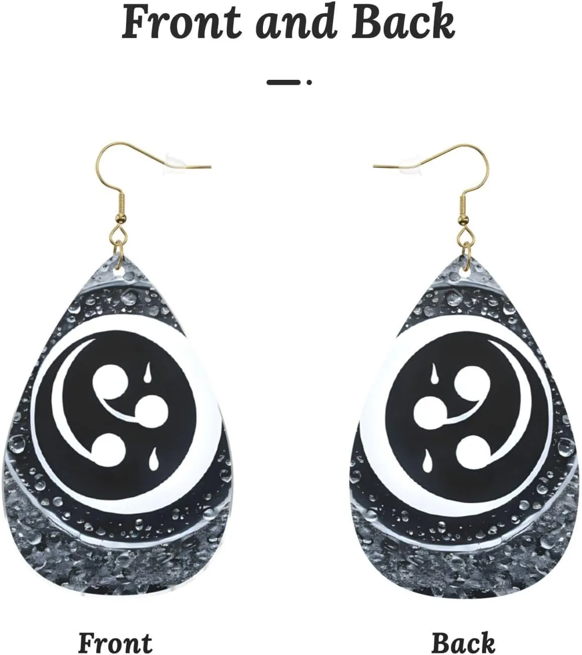 Stylish Drop-Shaped Acrylic Earrings Lightweight Printed Teardrop Dangle Earrings for Women (Yin Yang Diagram)