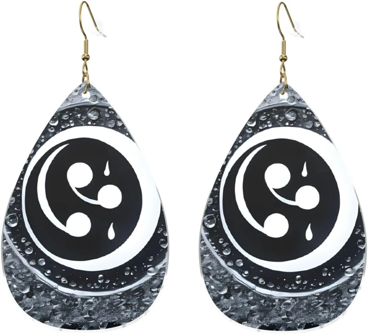 Stylish Drop-Shaped Acrylic Earrings Lightweight Printed Teardrop Dangle Earrings for Women (Yin Yang Diagram)